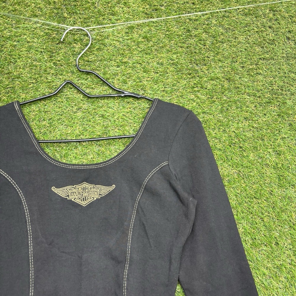 Harley-Davidson One Piece Bodysuit Womens Medium Embroidered Solid Long Sleeve - Picture 3 of 10
